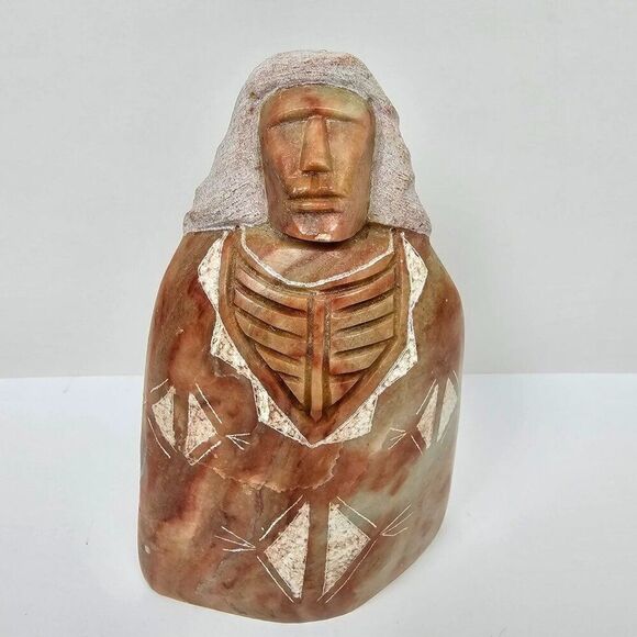 Larry Yazzie Native American Navajo Alabaster Stone Carving Sculpture - Picture 1 of 11